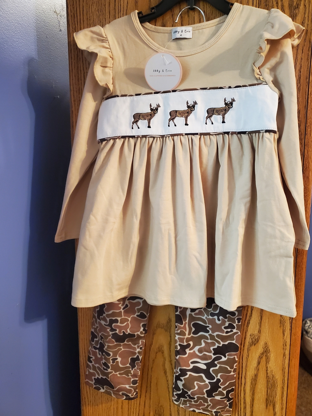 Girls Smocked Deer Matching Set